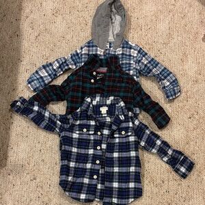 Plaid Kids Shirts Set - Blue, Green, Gray